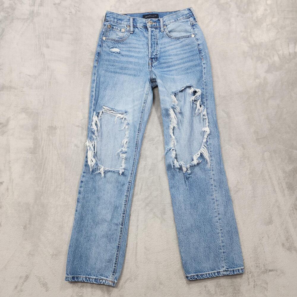 Aeropostale Jeans Womens 4 Blue High Rise 90s Baggy Relaxed Ripped Distressed